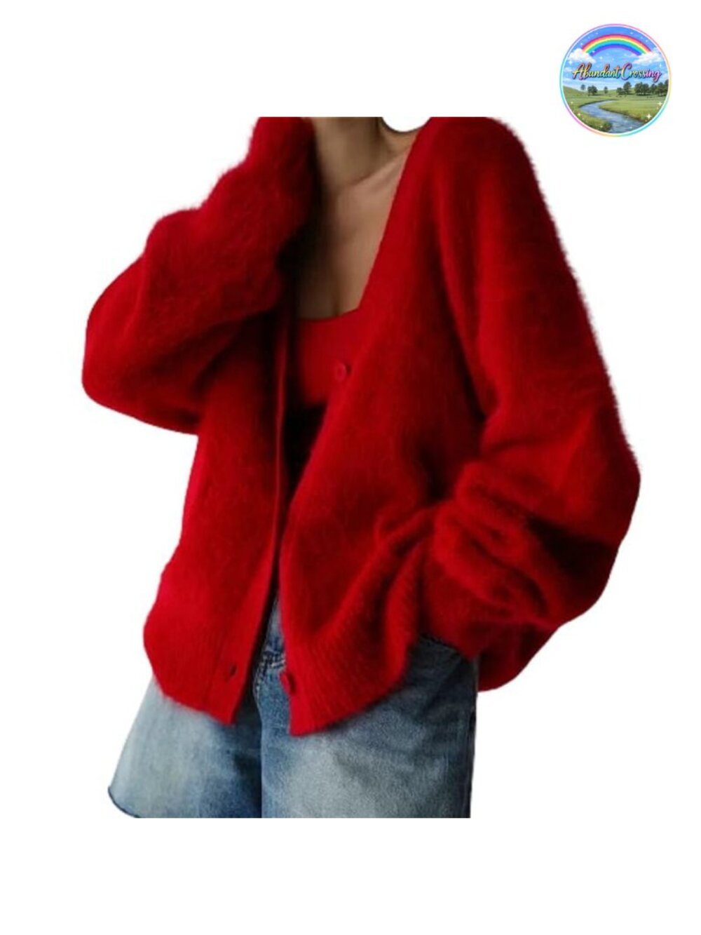Womens Fuzzy Mohair Cardigan V-Neck Button Down Oversized Knit Sweater Fall